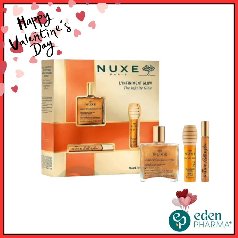 NUXE COFFRET L'INFINIMENT GLOW - Huile Prodigieuse Or 50ml + Rêve de Miel Soin Lèvres + Huile Prodigieuse Or format Roll On 8ml